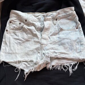 Levi's Frayed Light Blue Jean Shorts